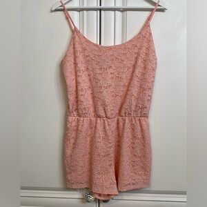 Streetwear Society Pink Size Medium Romper Spaghetti Straps Lined Lacey Flower